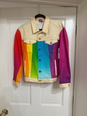 Share NEW w Tags Bruce Glen Gradient Print Classic Four Pocket Jean Jacket szS